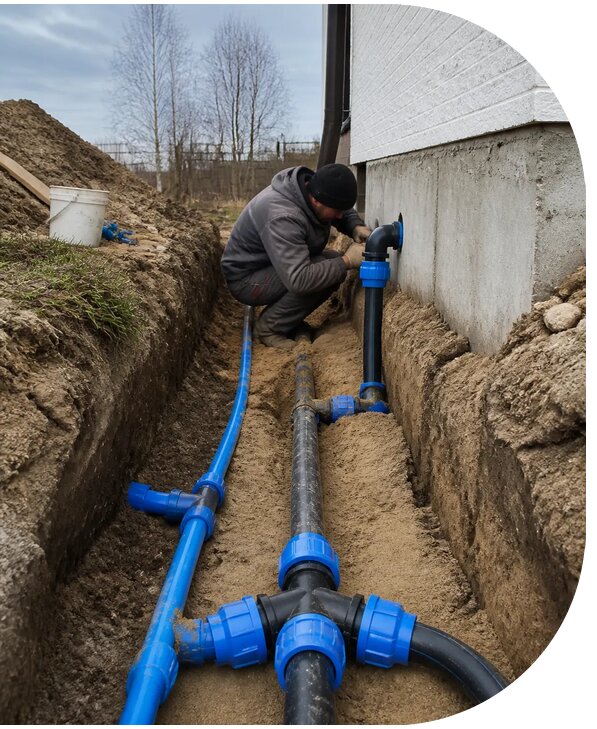 Монтаж наружного водопровода на участке под ключ в Магнитогорске